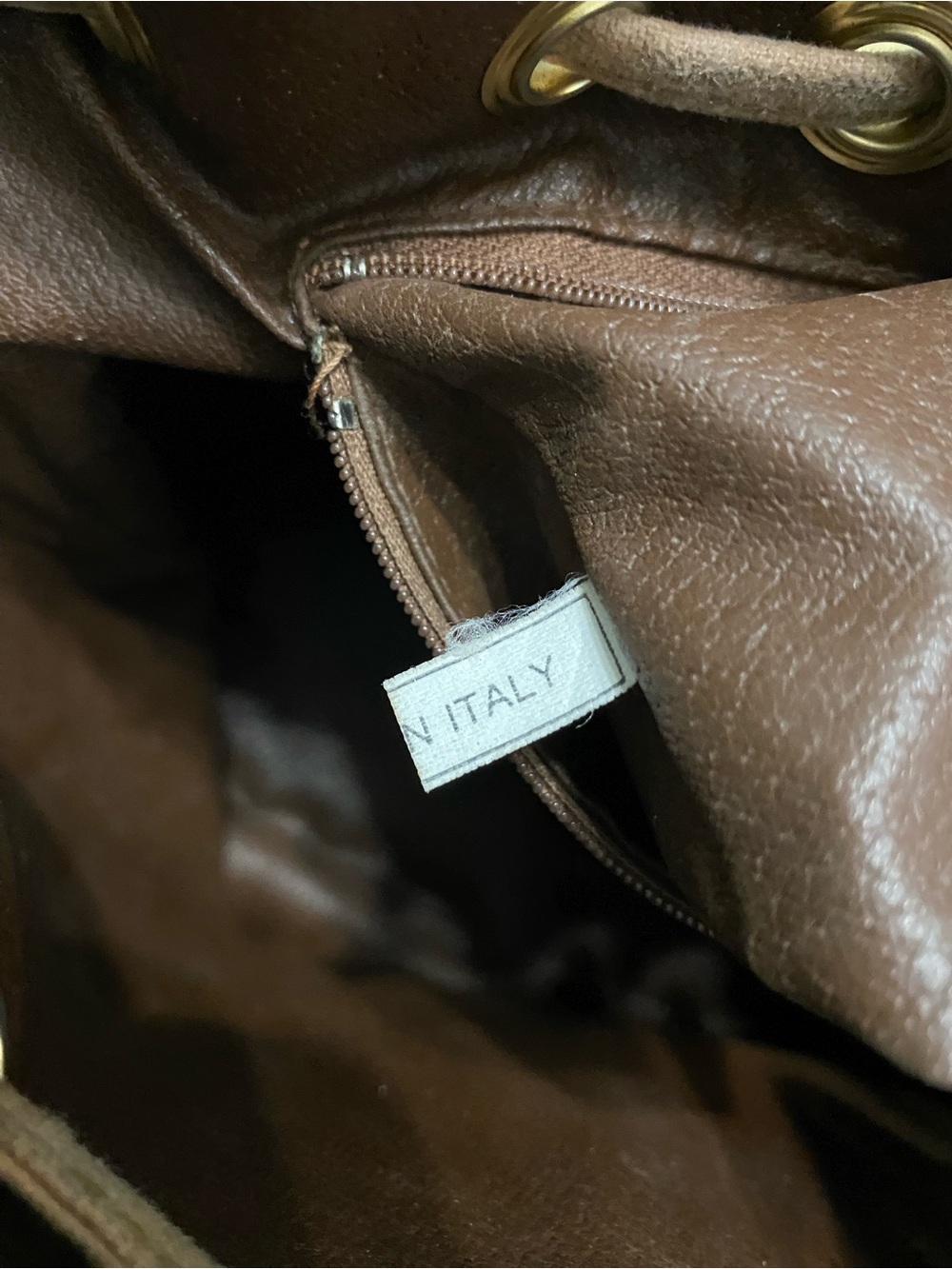 Vintage Burberry Sling Bag Drawstring Olive Haymarket Check Canvas Leather - Picture 16 of 16